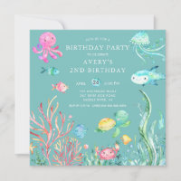 Cute Under the Sea Birthday Invitation