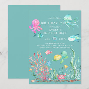 Cute Under the Sea Birthday  Invitation