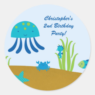 Cute under the sea birthday party stickers