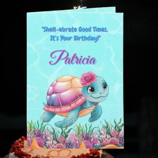 Cute Under The Sea Floral Sea Turtle Birthday Card