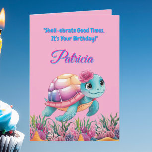 Cute Under The Sea Floral Sea Turtle Birthday  Card
