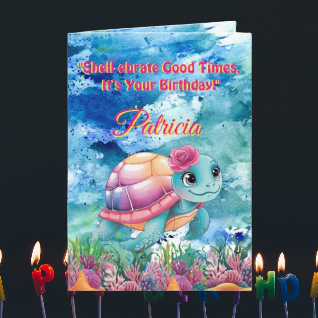 Cute Under The Sea Floral Sea Turtle Birthday  Card (Creator Uploaded)