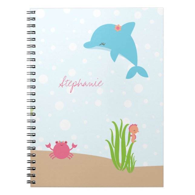 Cute under the Sea girls carnet personnalisé (Devant)