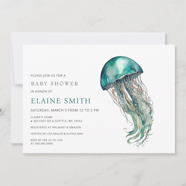 cute Under the sea jellyfish baby shower Invitation (Front)