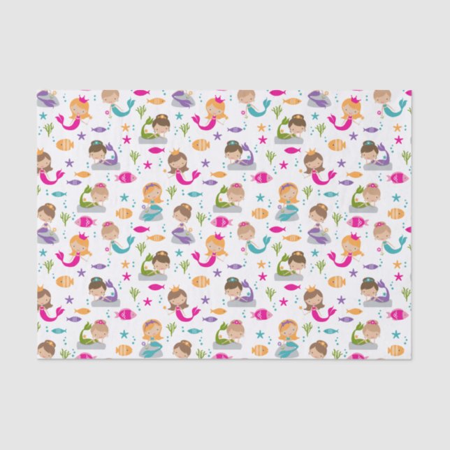 Cute Under the Sea Mermaid Tissue Paper (Front)