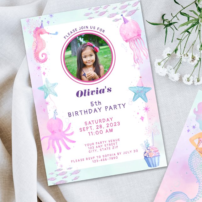 Cute Under the Sea Photo Birthday Invitation (Creator Uploaded)