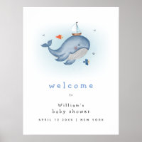 Cute Under The See Whale Boat Baby Shower Welcome