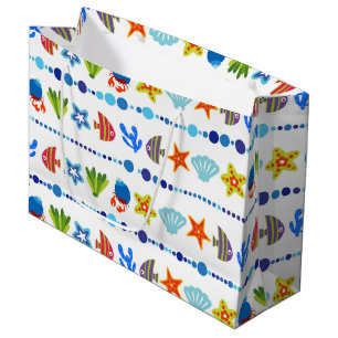 Cute Underwater Animals Pattern Large Gift Bag