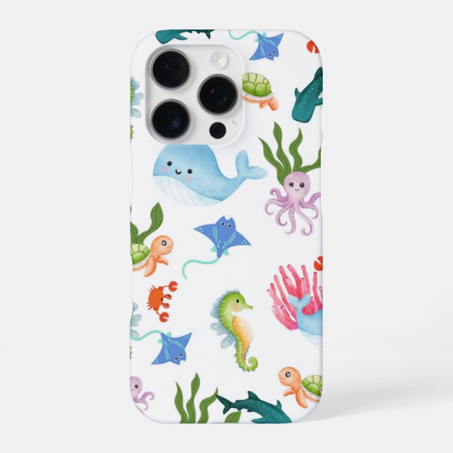 Cute Underwater Friends – Ocean Animals Pattern  iPhone Case (Back)