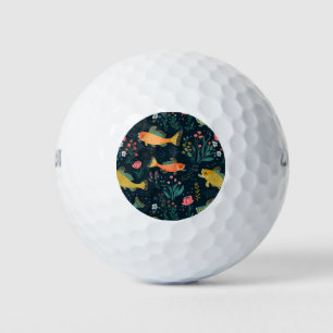 Cute Underwater Goldfish Koi Aquatic Plant Pattern Golf Balls