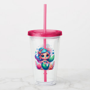 Cute underwater mermaid acrylic tumbler