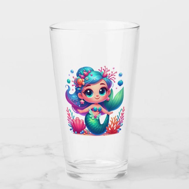 Cute underwater mermaid glass (Front)