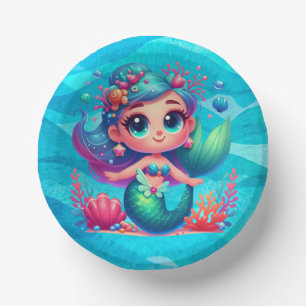Cute underwater mermaid paper plate