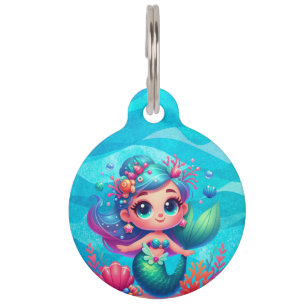 Cute underwater mermaid pet tag