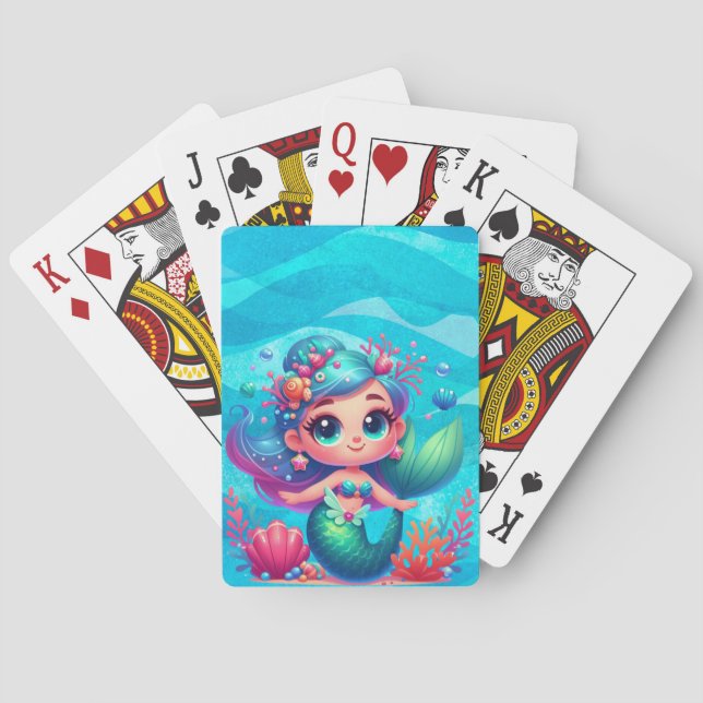 Cute underwater mermaid playing cards (Back)