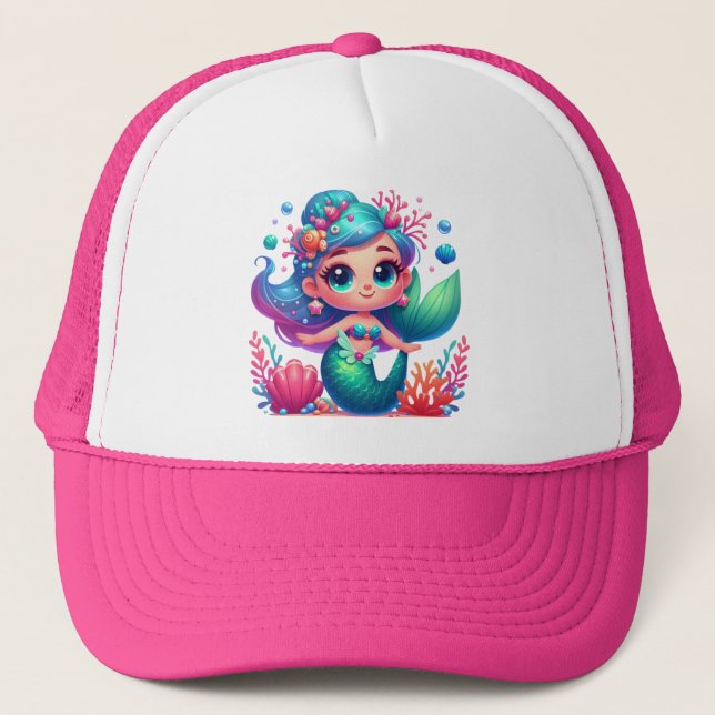 Cute underwater mermaid trucker hat (Front)