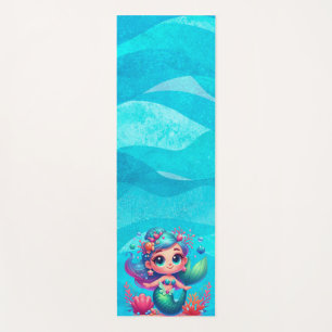 Cute underwater mermaid yoga mat