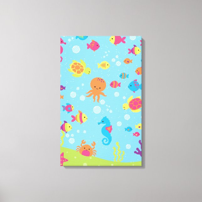 Cute Underwater Scene Canvas Print (Front)