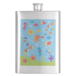 Cute Underwater Scene Hip Flask