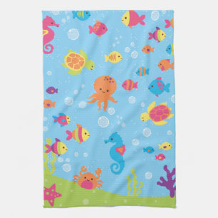 Cute Underwater Scene Kitchen Towel