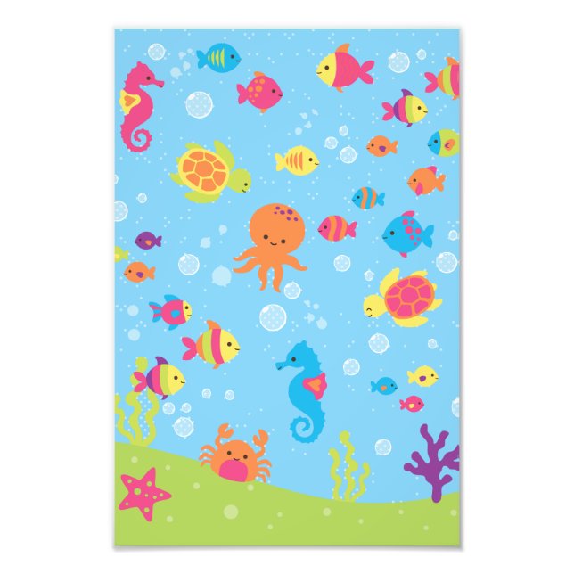 Cute Underwater Scene Photo Print (Front)