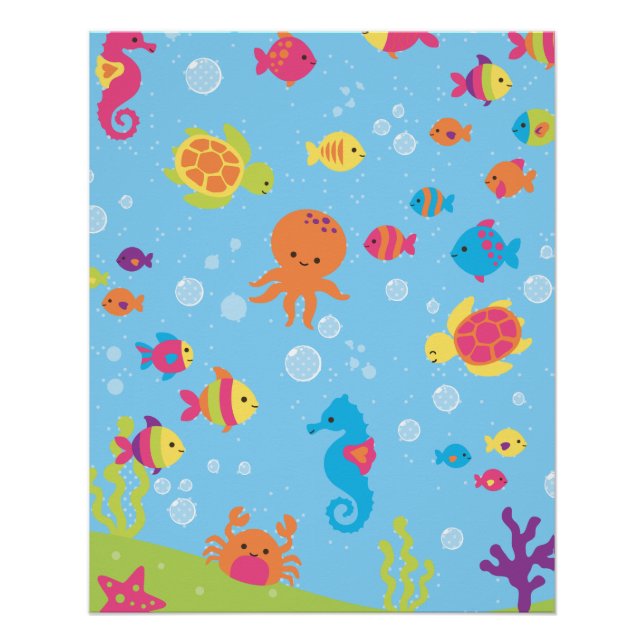 Cute Underwater Scene Poster (Front)