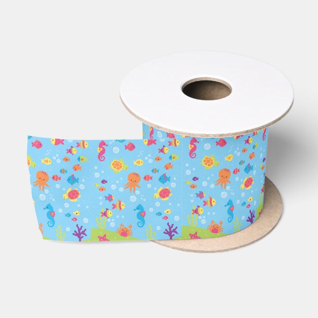 Cute Underwater Scene Satin Ribbon (Spool)