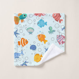 Cute Underwater Sea Life Bathroom Towel Set