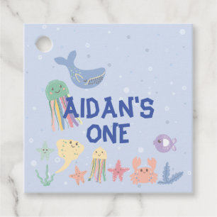 Cute Underwater World First Birthday Favour Tags