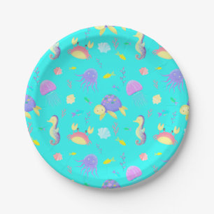 Cute Underwater World Paper Plate