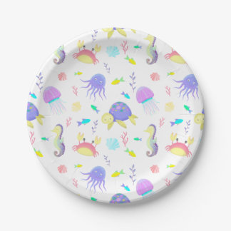 Cute Underwater World Paper Plate