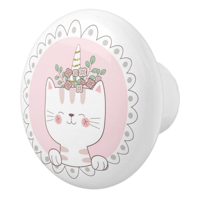 Cute Unicat Ceramic Knob (Right)