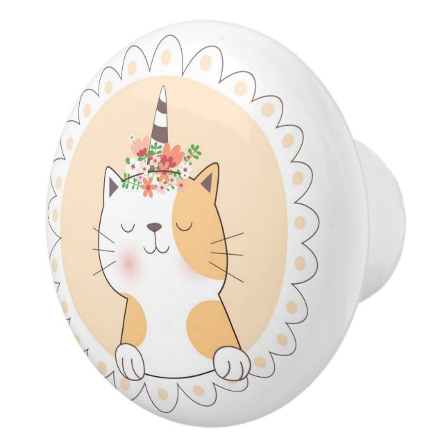 Cute Unicat Ceramic Knob (Right)