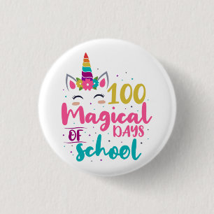 Cute Unicorn 100 Magical Days Of School 1 Inch Round Button