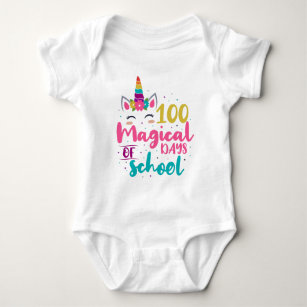 Cute Unicorn 100 Magical Days Of School Baby Bodysuit