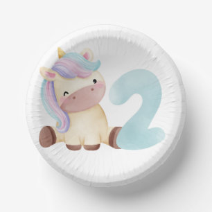 Cute unicorn 2nd Birthday  Paper Plate