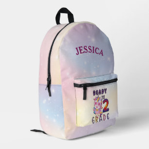 Cute Unicorn 2nd Grade Personalized Name Printed Backpack