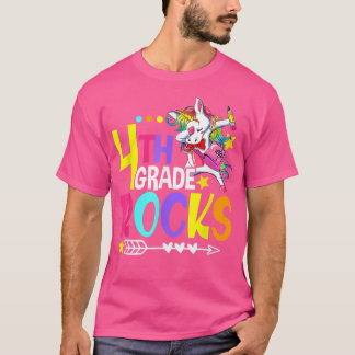 Cute Unicorn 4th Grade Rocks Funny First Day Back  T-Shirt
