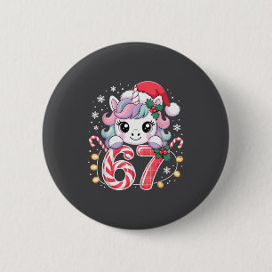 Cute Unicorn 67 Christmas Meme Six Seven Christmas 2 Inch Round Button