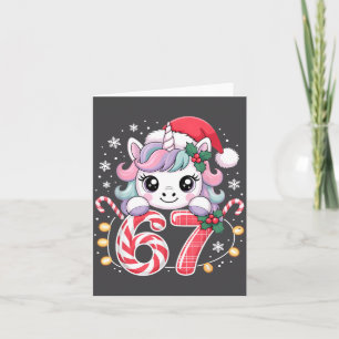 Cute Unicorn 67 Christmas Meme Six Seven Christmas Card