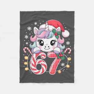 Cute Unicorn 67 Christmas Meme Six Seven Christmas Fleece Blanket