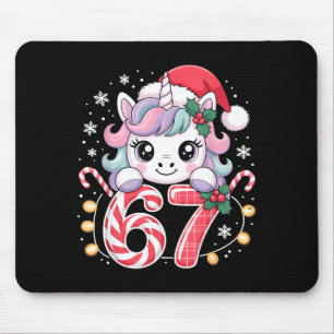 Cute Unicorn 67 Christmas Meme Six Seven Christmas Mouse Pad