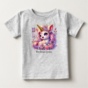Cute unicorn add name fantasy baby T-Shirt
