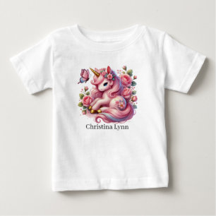 Cute unicorn add name fantasy baby T-Shirt