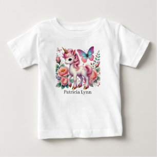 Cute unicorn add name fantasy  baby T-Shirt
