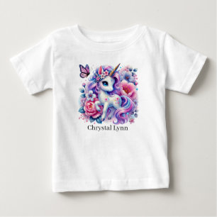 Cute unicorn add name fantasy baby T-Shirt