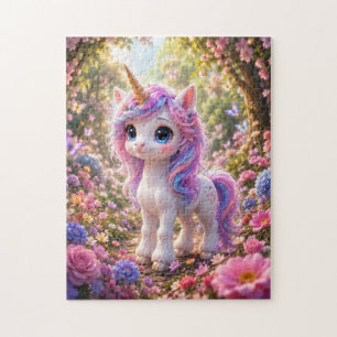 Cute Unicorn Among Flowers Jigsaw Puzzle