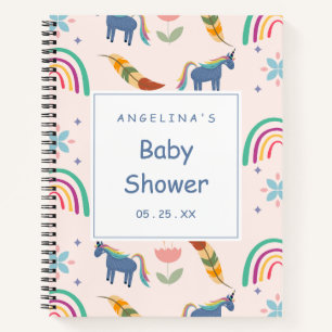 Cute Unicorn and Rainbow Baby Shower Gift List  Notebook