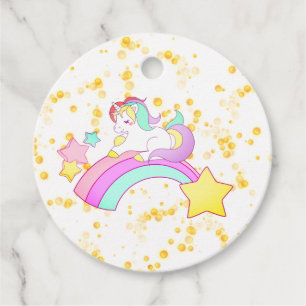 Cute Unicorn and Sparkling Stars Kids Thank You Favour Tags