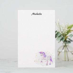 Cute Unicorn and Stars Stationery